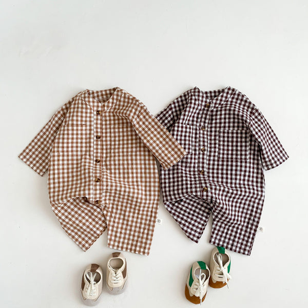 Plaid Cardigan & Pants Set